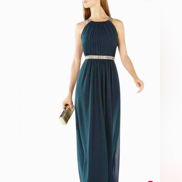 Elegant Forest Green Evening Gown - Picture 2 of 6